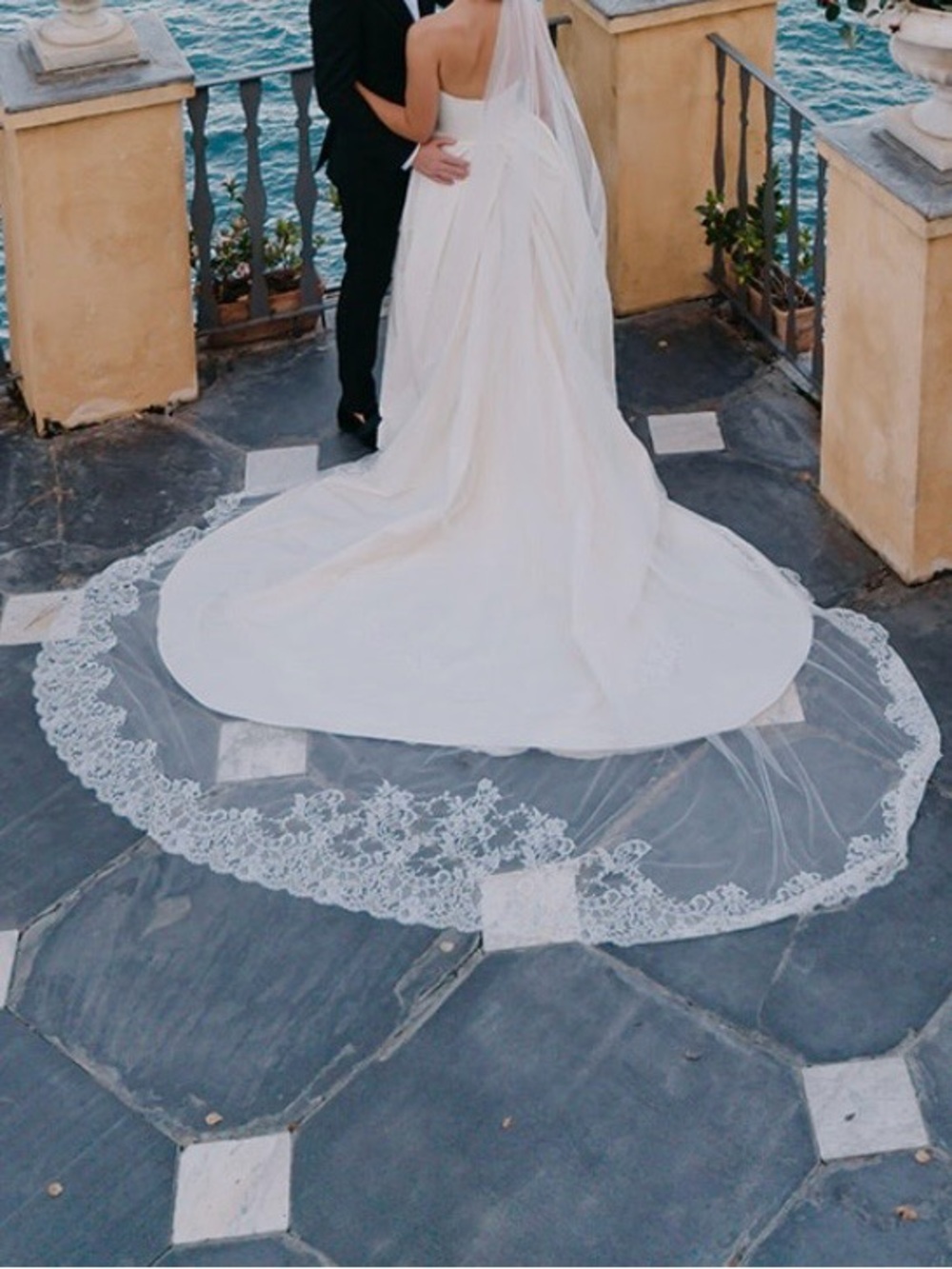 Bridal Cathedral Lace Edge Veil - White